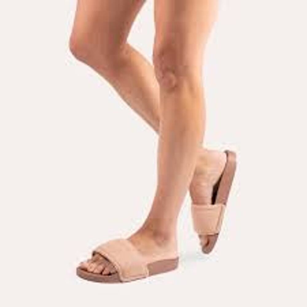 Bamabones Pilo Slides in Tan Tawny Brown Size 4/5 NEW Effortless Scandi Coastal